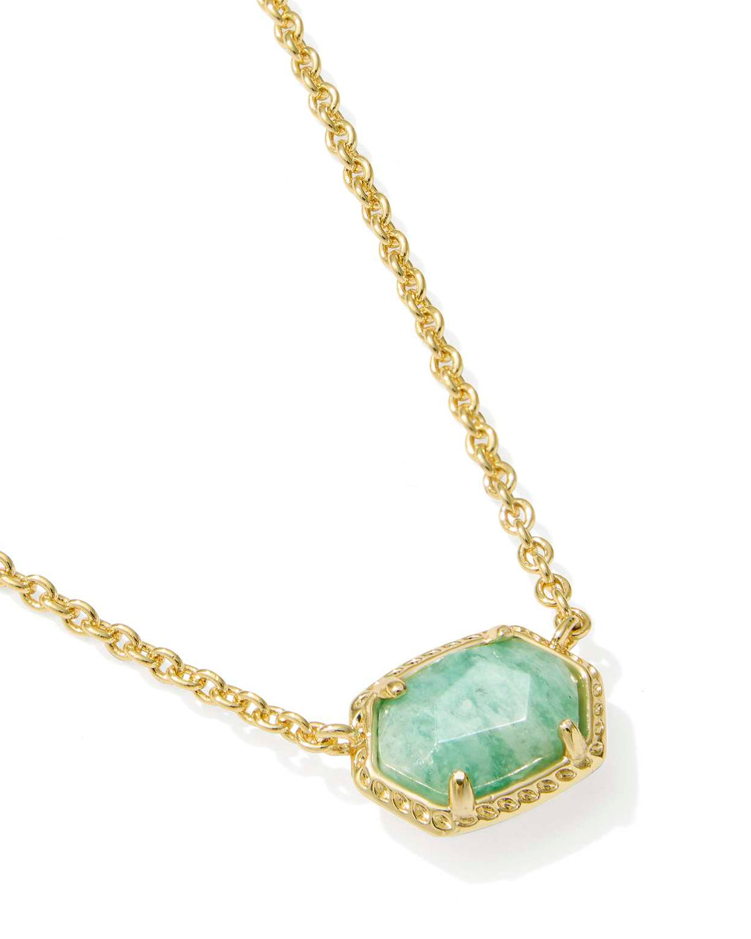 KENDRA SCOTT: DAPHNE GOLD FRAME SHORT PENDANT NECKLACE- TEAL AMAZONITE
