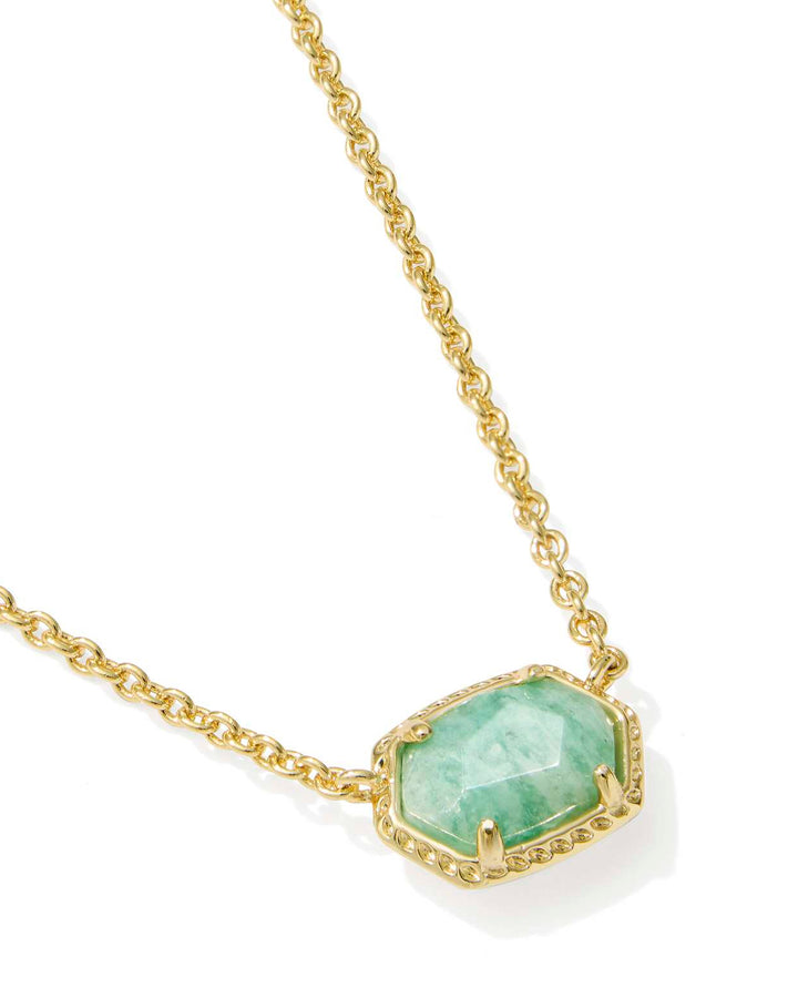 KENDRA SCOTT: DAPHNE GOLD FRAME SHORT PENDANT NECKLACE- TEAL AMAZONITE
