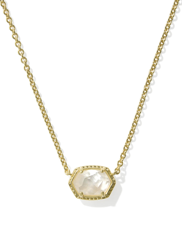 KENDRA SCOTT: DAPHNE GOLD FRAME SHORT PENDANT NECKLACE- IVORY MOTHER OF PEARL