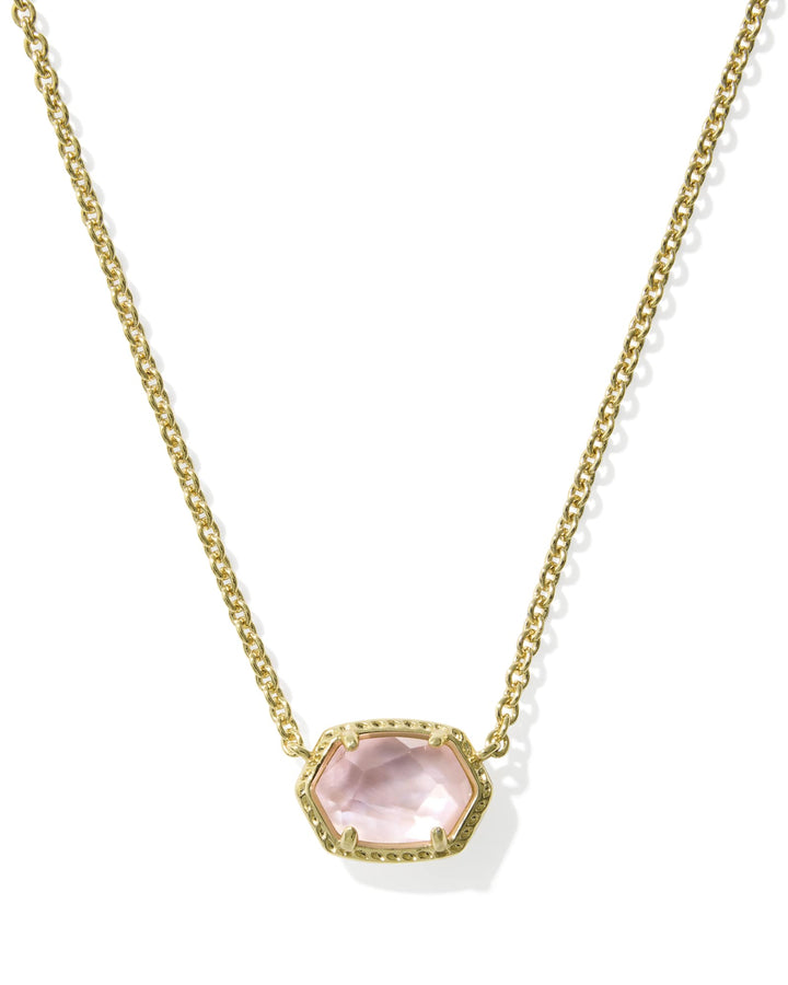 KENDRA SCOTT: DAPHNE GOLD FRAME SHORT PENDANT NECKLACE: LIGHT PINK MOTHER-OF-PEARL