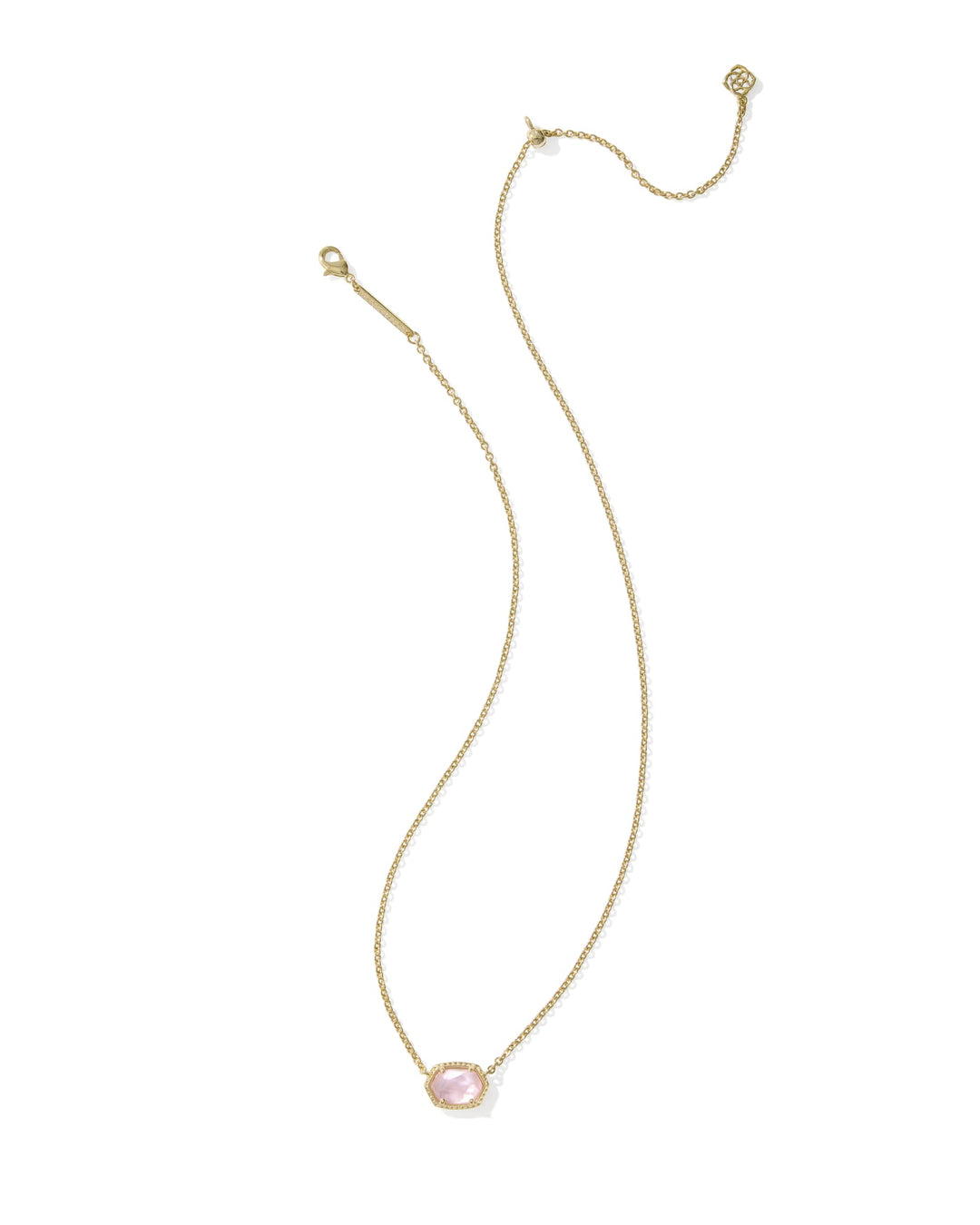 KENDRA SCOTT: DAPHNE GOLD FRAME SHORT PENDANT NECKLACE: LIGHT PINK MOTHER-OF-PEARL