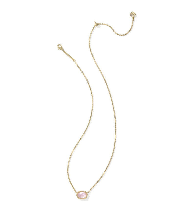 KENDRA SCOTT: DAPHNE GOLD FRAME SHORT PENDANT NECKLACE: LIGHT PINK MOTHER-OF-PEARL