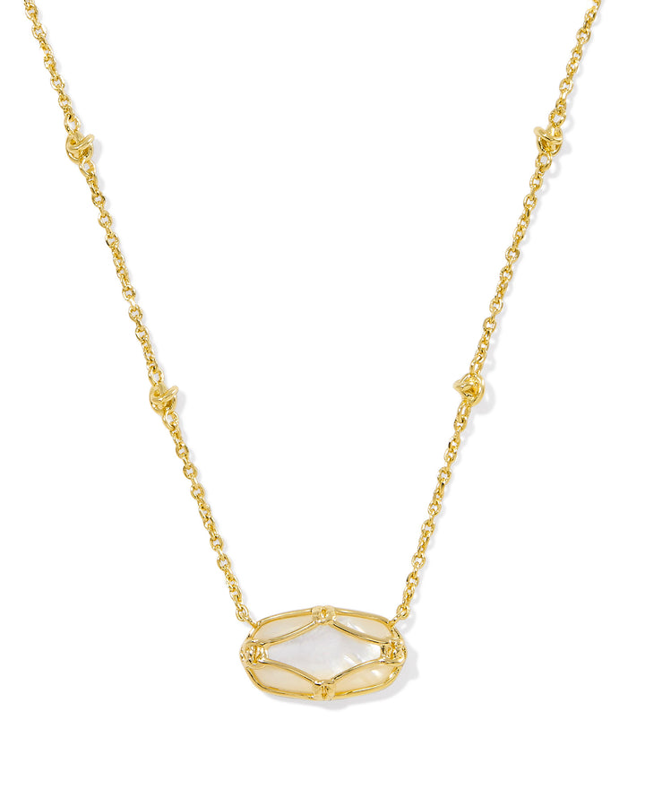 KENDRA SCOTT: IVORY ELISA LATTICE FRAME PENDANT NECKLACE