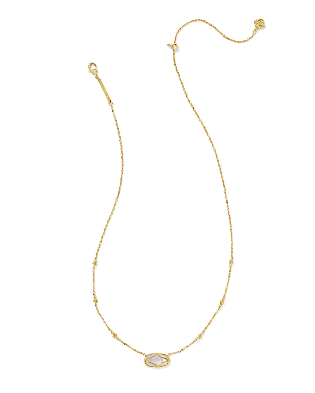 KENDRA SCOTT: IVORY ELISA LATTICE FRAME PENDANT NECKLACE