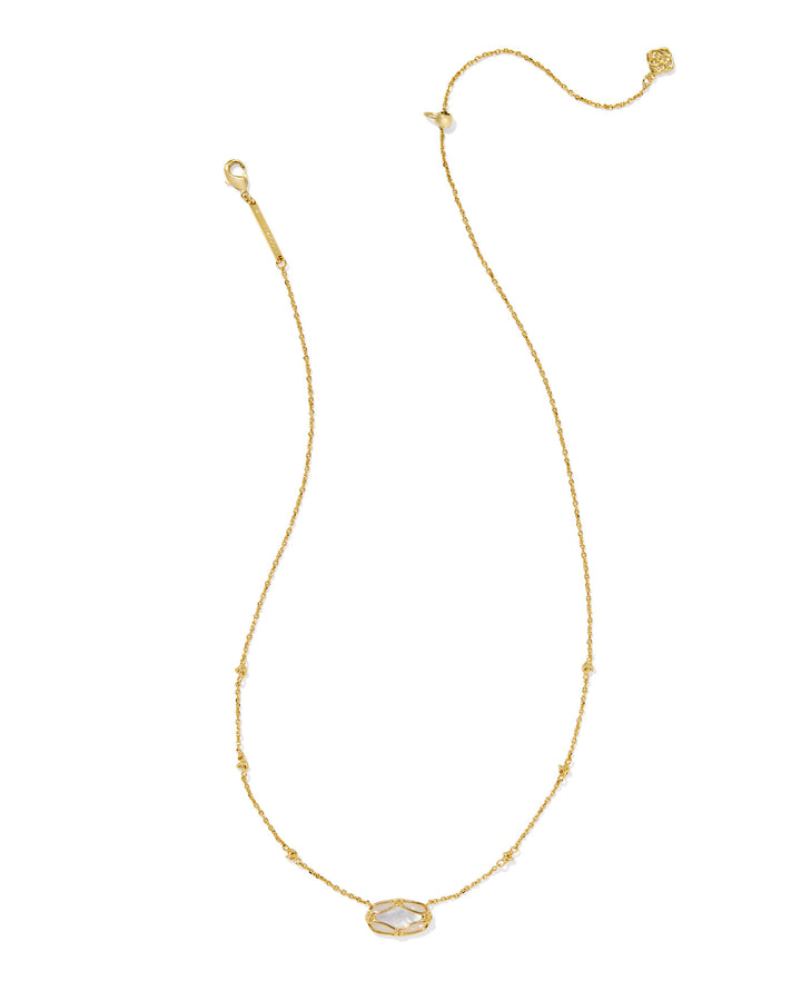 KENDRA SCOTT: IVORY ELISA LATTICE FRAME PENDANT NECKLACE