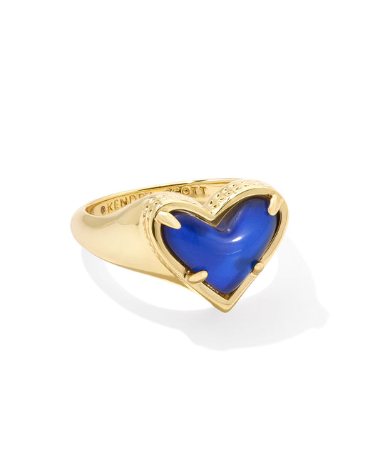 KENDRA SCOTT: FRAMED ARI HEART BAND RING MOOD STONE