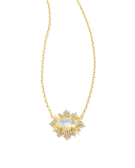 KENDRA SCOTT: GRAYSON SUNBURST PENDANT GOLD/IRIDESCENT OPALITE