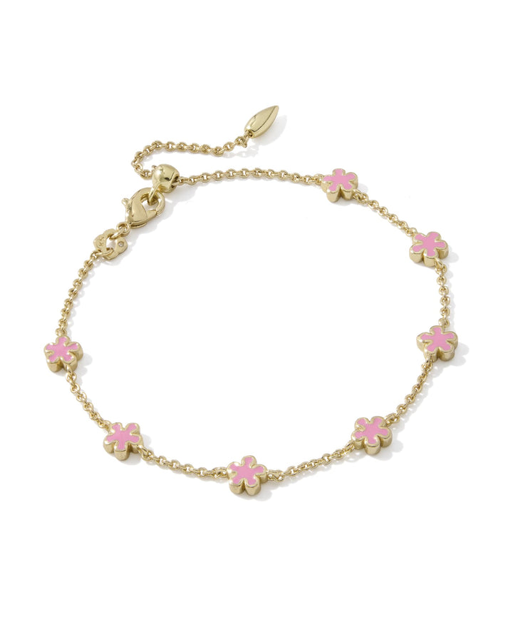 KENDRA SCOTT: JANE GOLD DELICATE CHAIN BRACELET- DARK PINK ENAMEL