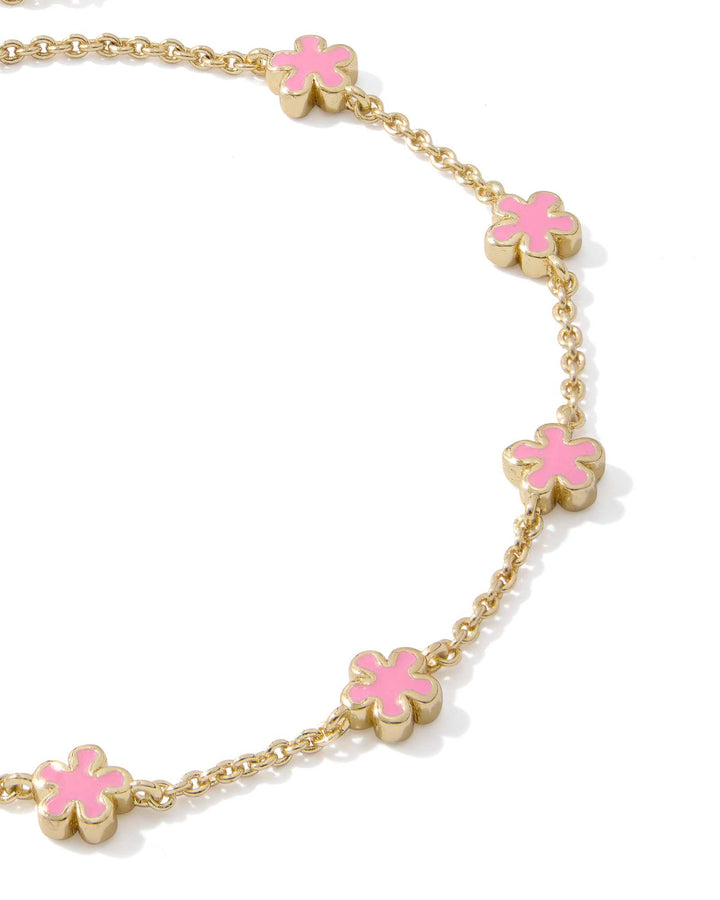 KENDRA SCOTT: JANE GOLD DELICATE CHAIN BRACELET- DARK PINK ENAMEL