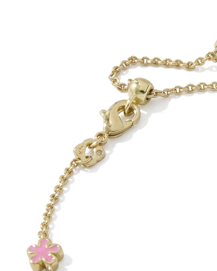 KENDRA SCOTT: JANE GOLD DELICATE CHAIN BRACELET- DARK PINK ENAMEL