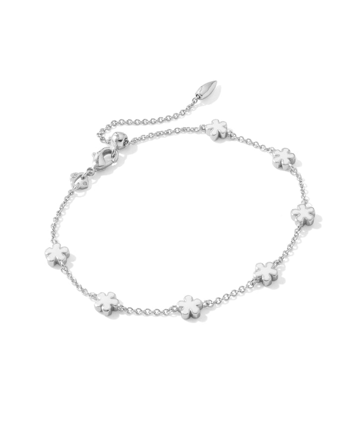 KENDRA SCOTT: JANE SILVER DELICATE CHAIN BRACELET- WHITE ENAMEL