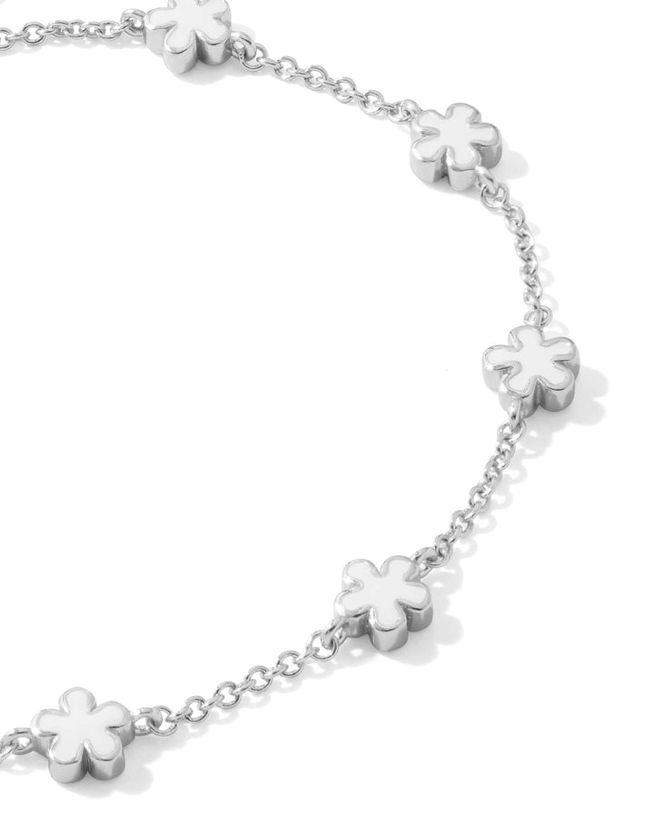 KENDRA SCOTT: JANE SILVER DELICATE CHAIN BRACELET- WHITE ENAMEL