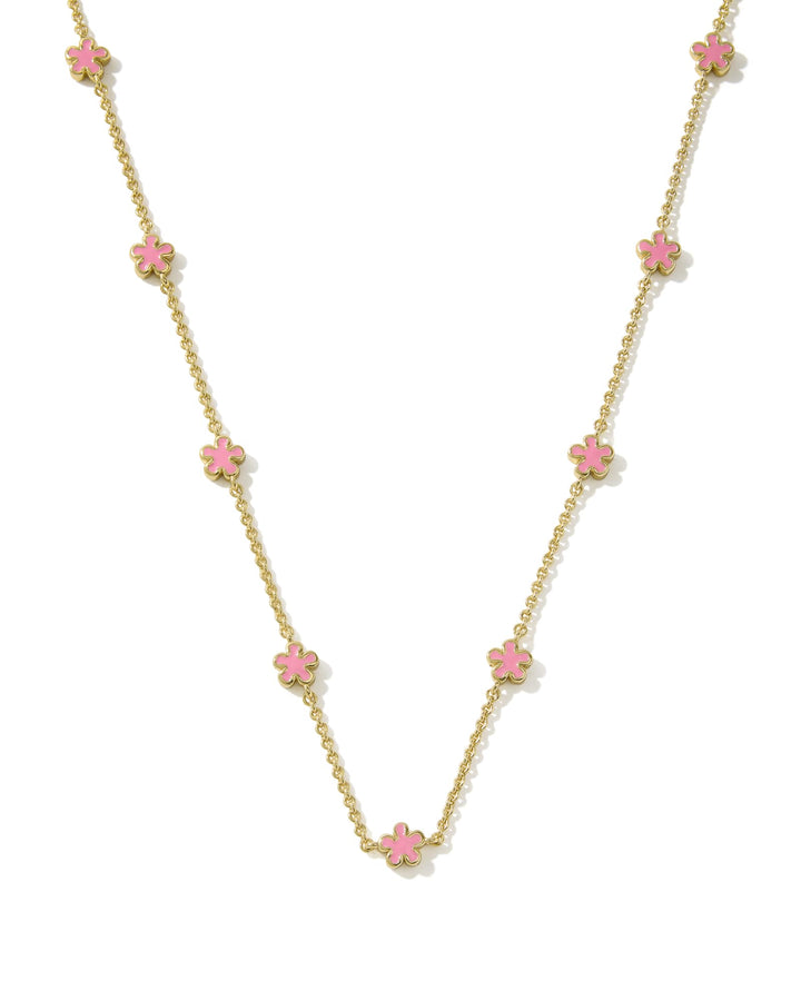KENDRA SCOTT: JANE GOLD STRAND NECKLACE- DARK PINK ENAMEL