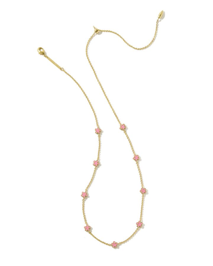 KENDRA SCOTT: JANE GOLD STRAND NECKLACE- DARK PINK ENAMEL