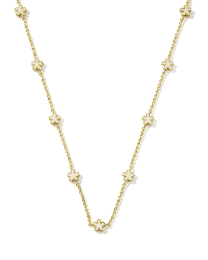 KENDRA SCOTT: GOLD JANE STRAND NECKLACE- WHITE ENAMEL