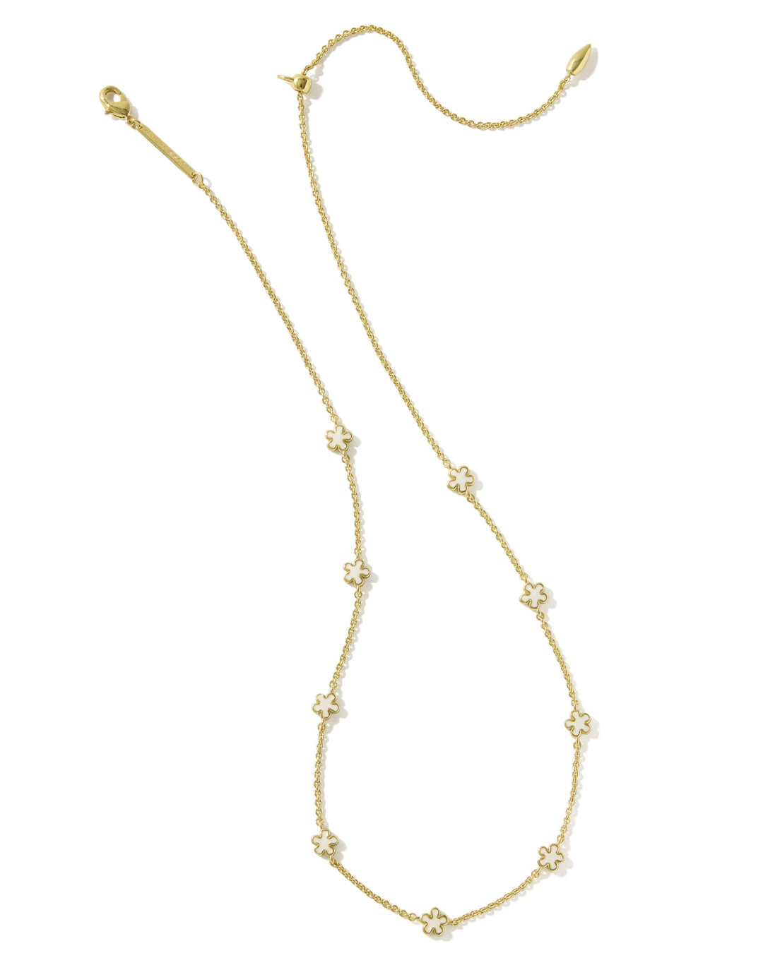 KENDRA SCOTT: GOLD JANE STRAND NECKLACE- WHITE ENAMEL