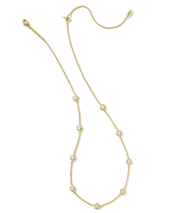 KENDRA SCOTT: GOLD JANE STRAND NECKLACE- WHITE ENAMEL