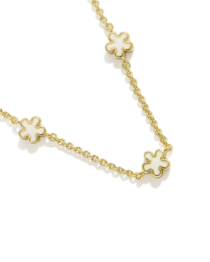 KENDRA SCOTT: GOLD JANE STRAND NECKLACE- WHITE ENAMEL