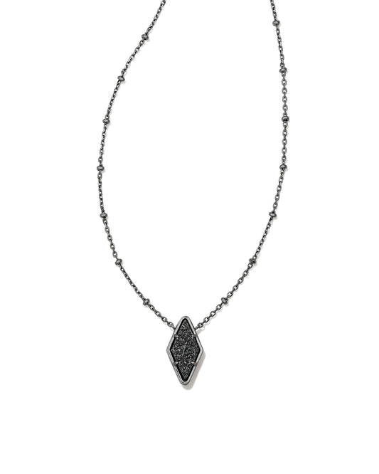 KENDRA SCOTT: KINSLEY PENDANT GUNMETAL/BLACK DRUSY