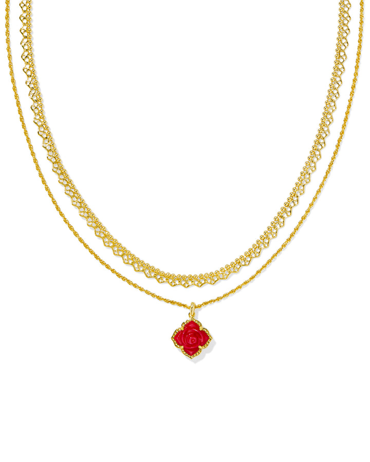 KENDRA SCOTT: RED MALLORY ROSE MULTI STRAND NECKLACE