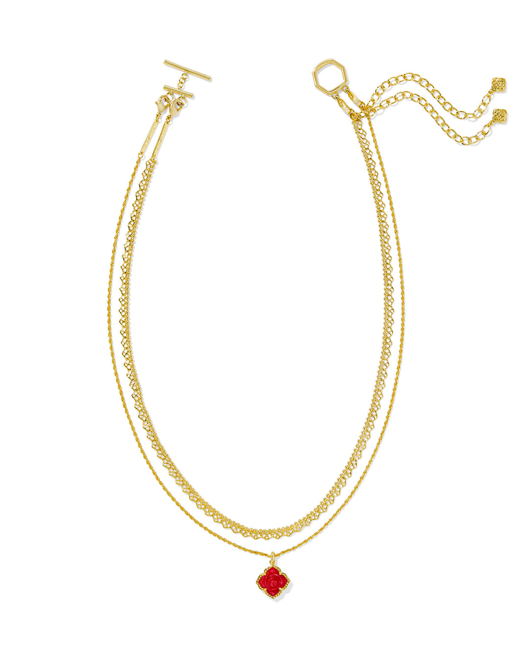 KENDRA SCOTT: RED MALLORY ROSE MULTI STRAND NECKLACE
