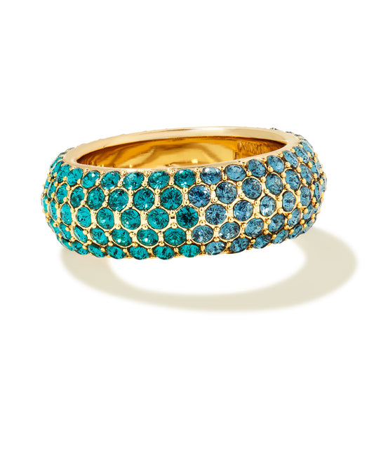 KENDRA SCOTT: MIKKI PAVE BAND RING GOLD/ GREEN BLUE OMBRE