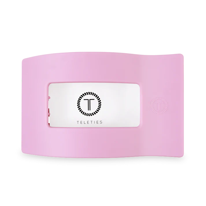 TELETIES: LARGE FLAT RECTANGLE HAIR CLIP- MERRY PINKMAS