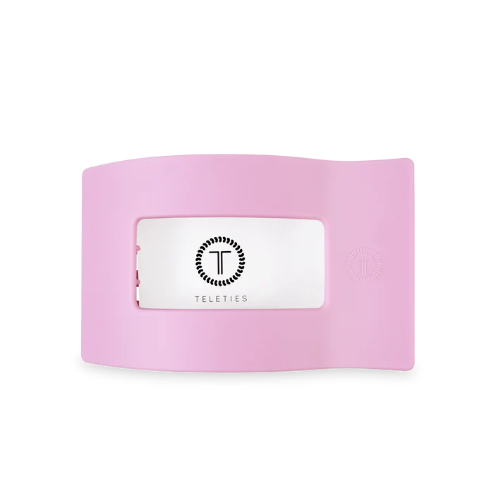 TELETIES: MEDIUM FLAT RECTANGLE HAIR CLIP- MERRY PINKMAS