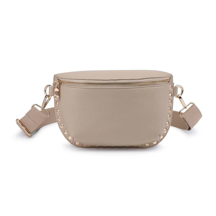 GIZELLE STUDDED BELT BAG- NATURAL