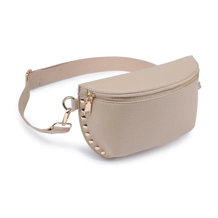 GIZELLE STUDDED BELT BAG- NATURAL