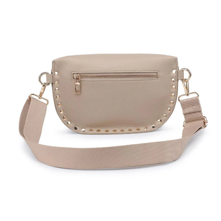 GIZELLE STUDDED BELT BAG- NATURAL