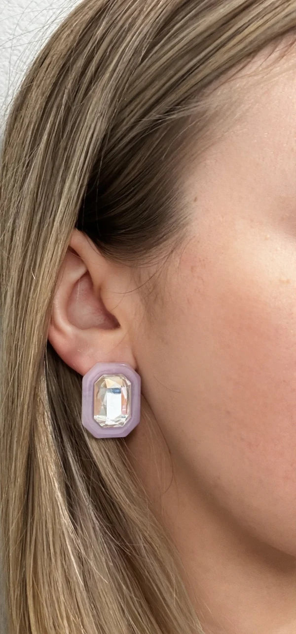 OLIVIA STATEMENT EARRING RECTANGLE- FROSTED LILAC