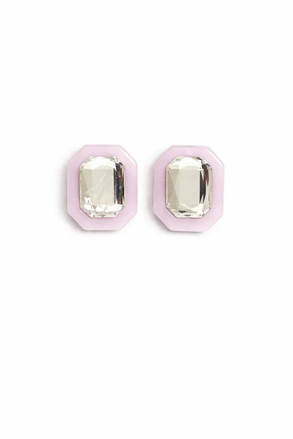OLIVIA STATEMENT EARRING RECTANGLE- FROSTED LILAC