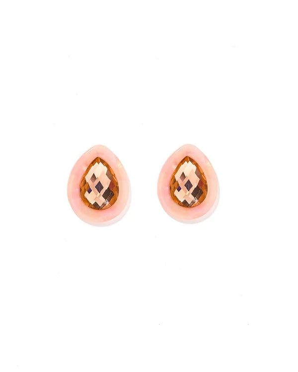 LINNYCO: OLIVIA STATEMENT EARRING TEARDROP- PEACH BELLINI