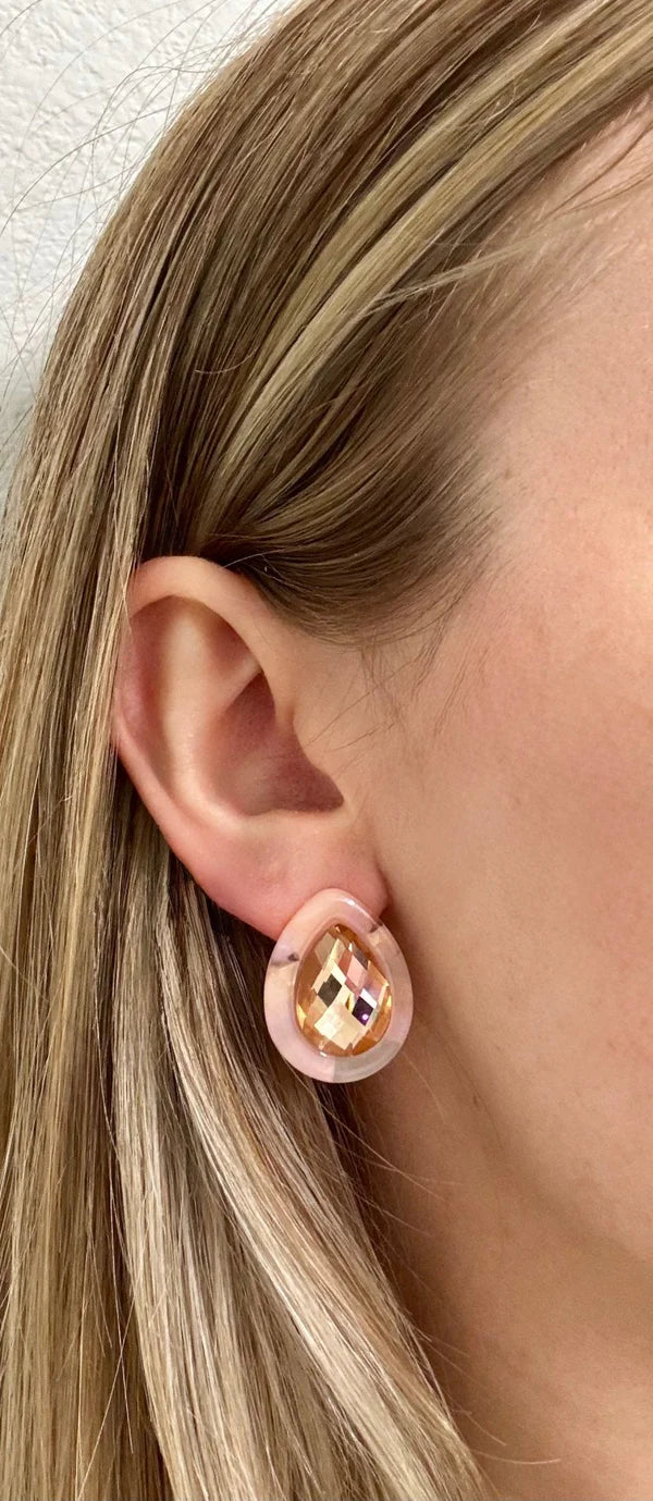 LINNYCO: OLIVIA STATEMENT EARRING TEARDROP- PEACH BELLINI