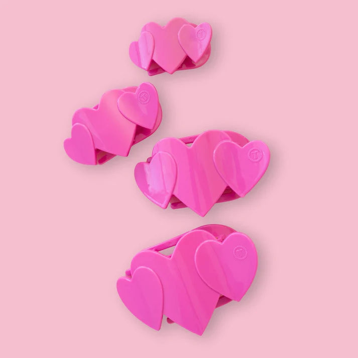 TELETIES: PINK HEART TO HEART LARGE HAIR CLIP