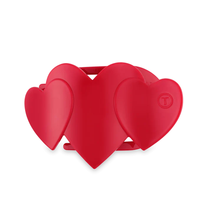 TELETIES: RED HEART TO HEART MEDIUM FLAT HAIR CLIP