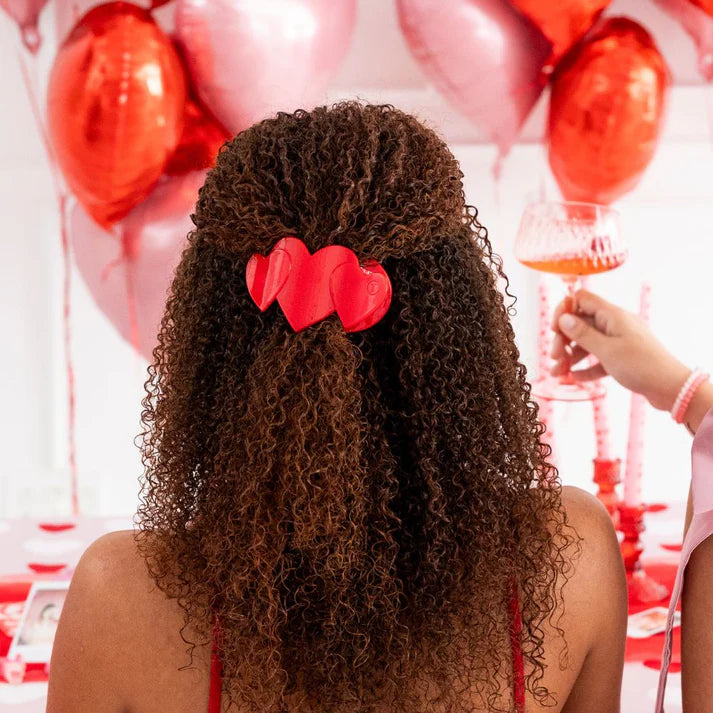 TELETIES: RED HEART TO HEART MEDIUM FLAT HAIR CLIP