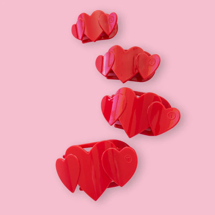 TELETIES: RED HEART TO HEART MEDIUM FLAT HAIR CLIP
