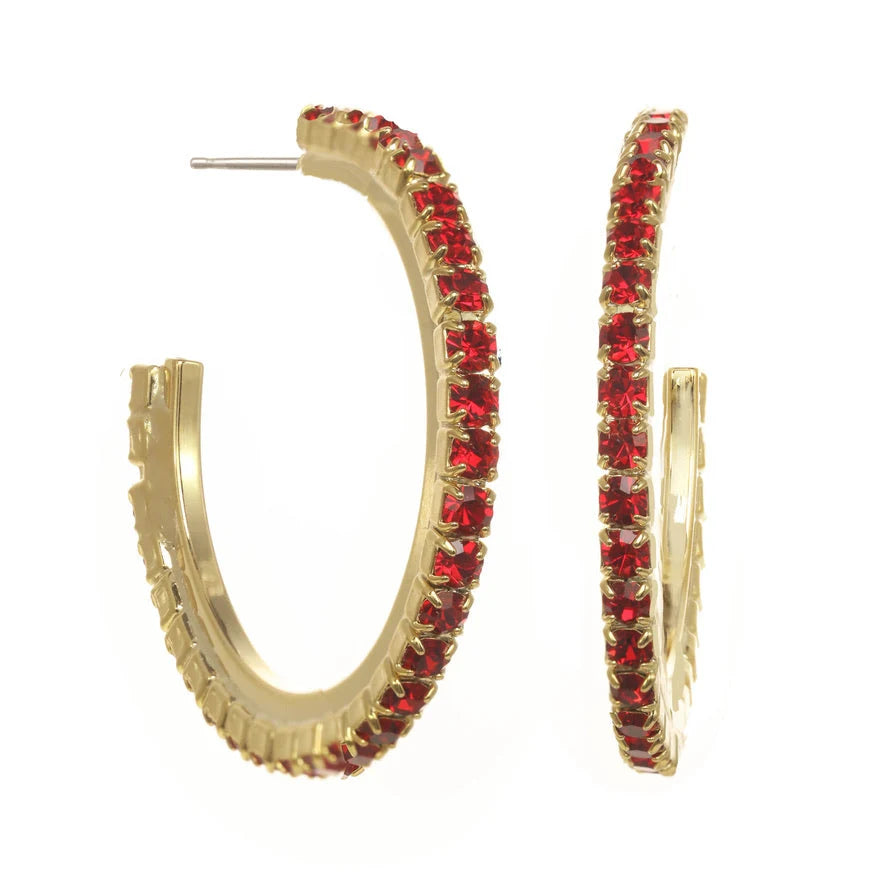 SLIM HOOP EARRING- RED