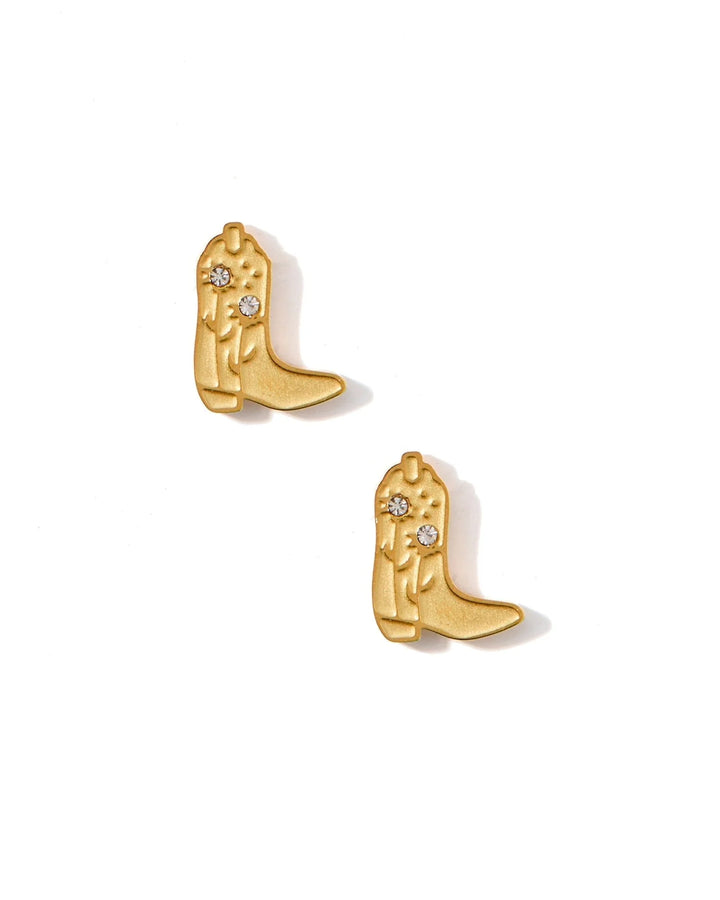 LINNY CO: SCREWBACK STUD EARRINGS-DAISY COWGIRL BOOT