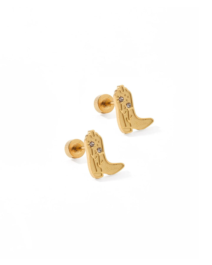 LINNY CO: SCREWBACK STUD EARRINGS-DAISY COWGIRL BOOT