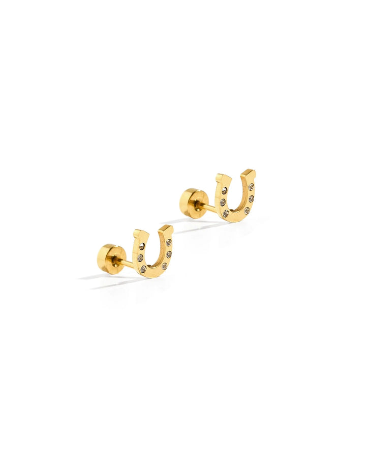 LINNY CO: SCREWBACK STUD EARRINGS-HORSESHOE