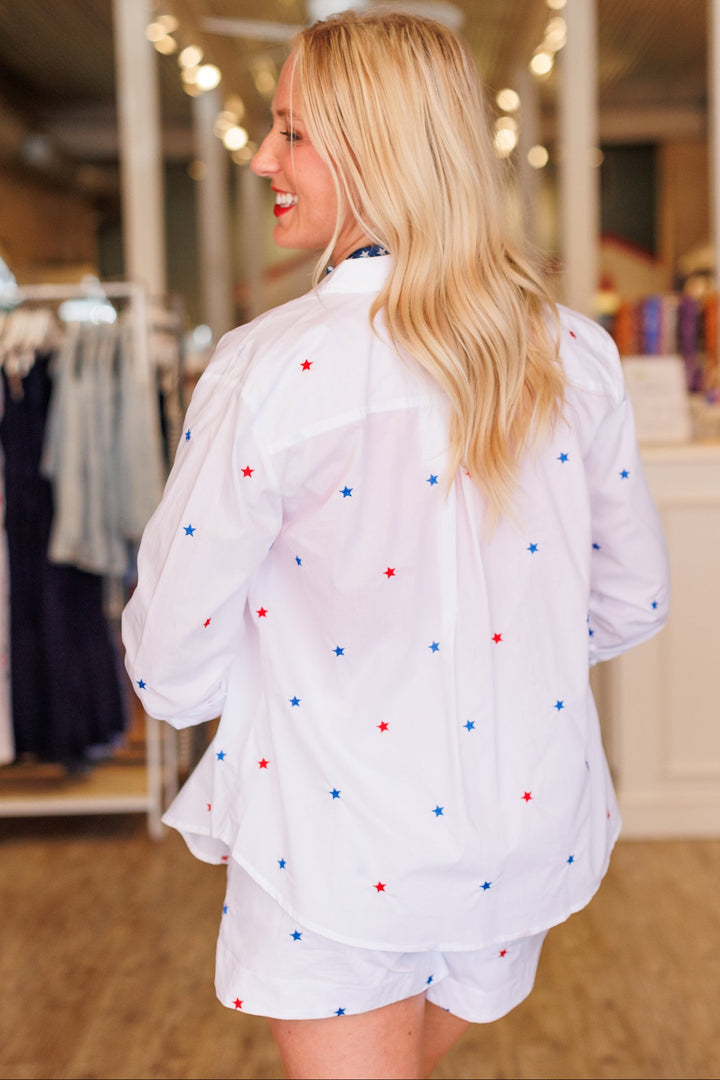 WHITE STAR PRINT BLOUSE
