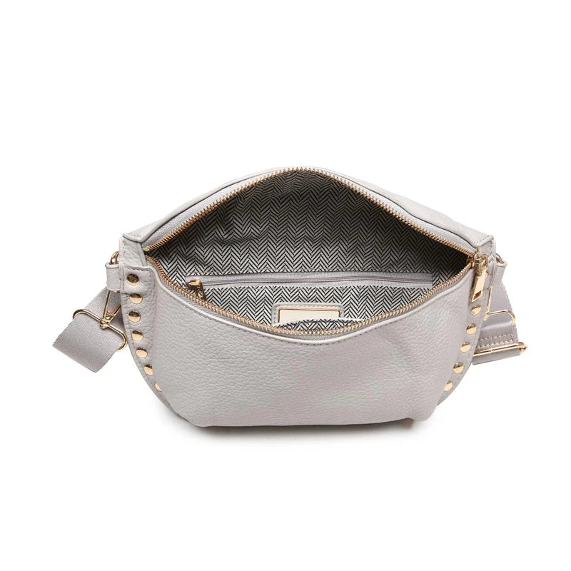 GIZELLE STUDDED BELT BAG- STONE