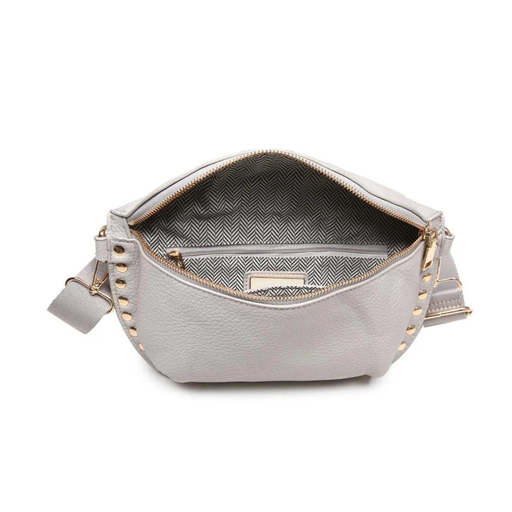 GIZELLE STUDDED BELT BAG- STONE