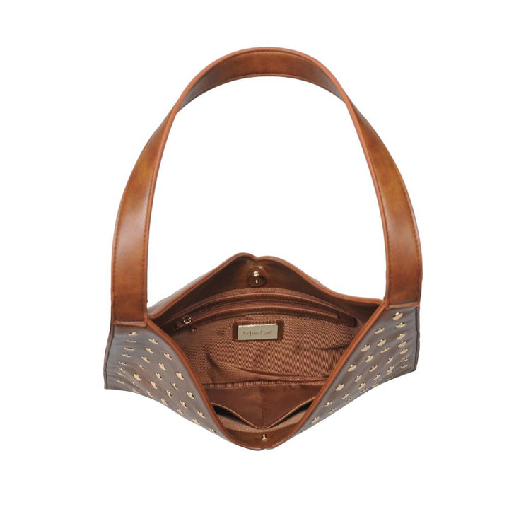 MODA LUXE: TORI STUDDED HOBO BAG- CHOCOLATE