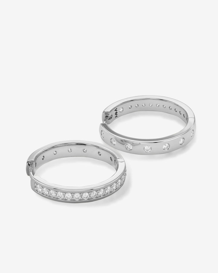 MELINDA MARIA: ASHLEY INFINITY REVERSIBLE 1" HOOPS- SILVER