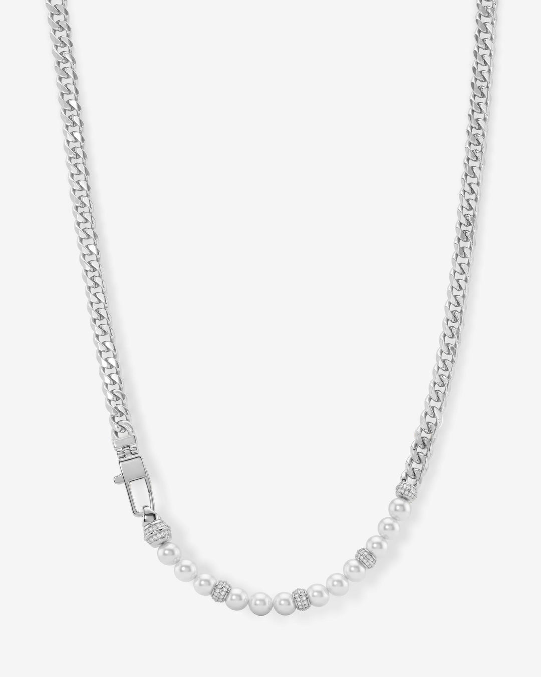JULIAN LOVES PEARLS NECKLACE - SILVER 16"