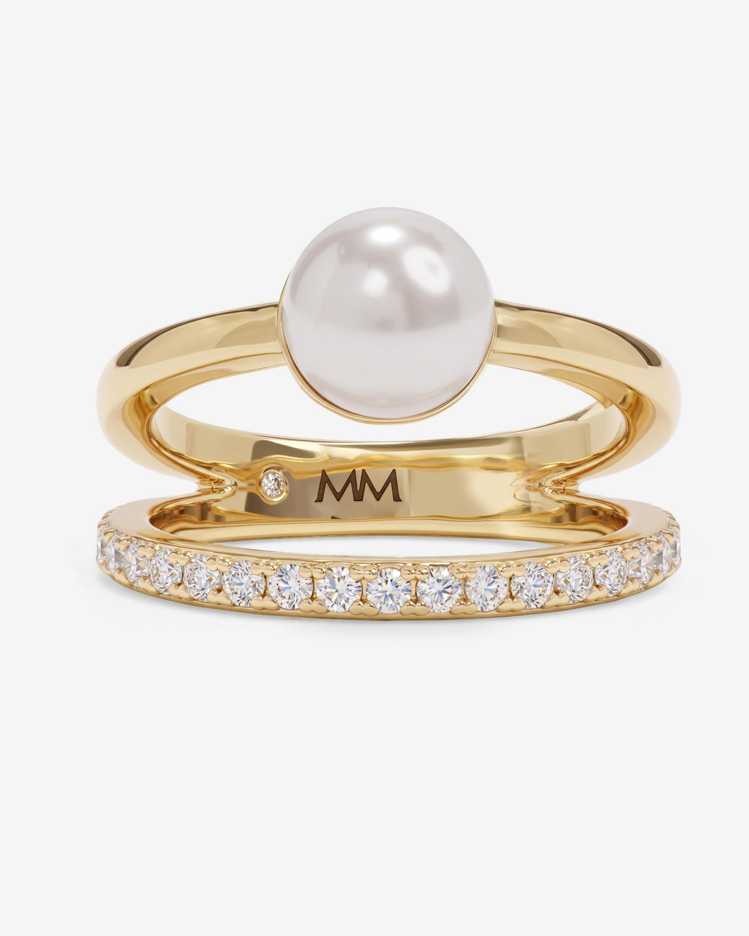 PERFECT PEARL STACKED RING - GOLD